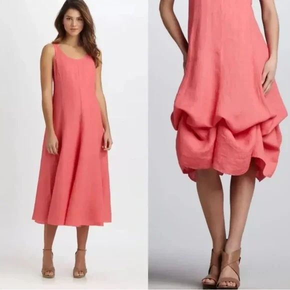 Eileen Fisher | Dresses | Eileen Fisher Nwot Handkerchief Linen Round Neck  Dress In Peony | Poshmark